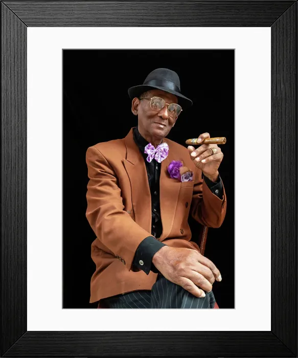 Framed Print : Man seated dressed as 1950s dandy or gangster with fedora hat and big cigar, Havana, Cuba, West Indies, Caribbean, Central America Framed Print : Man seated dressed as 1950s dandy or gangster with fedora hat and big cigar, Havana, Cuba, West Indies, Caribbean, Central America
