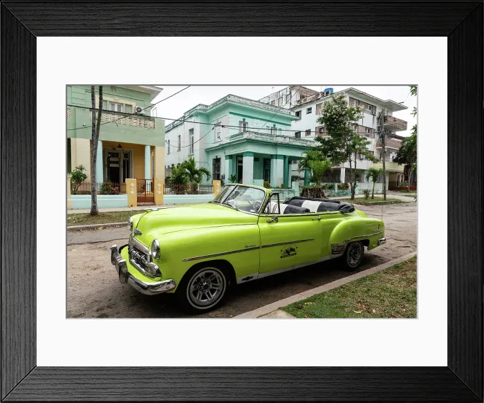 Framed Print : Green open top Chevrolet classic car parked in suburb, Havana, Cuba, West Indies, Caribbean, Central America Framed Print : Green open top Chevrolet classic car parked in suburb, Havana, Cuba, West Indies, Caribbean, Central America