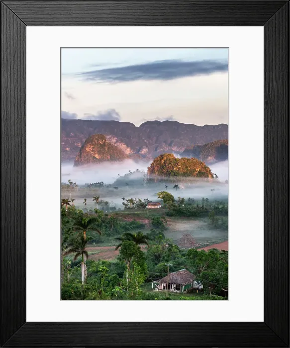 Framed Print : Val de Vinales, UNESCO World Heritage Site, early morning mist, Vinales, Cuba, West Indies, Caribbean, Central America Framed Print : Val de Vinales, UNESCO World Heritage Site, early morning mist, Vinales, Cuba, West Indies, Caribbean, Central America