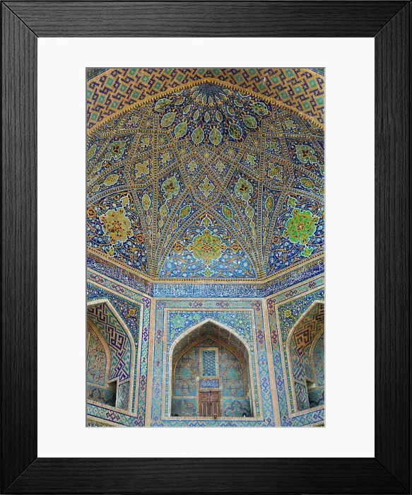 Framed Print : Entrance Ceiling and Wall Tiles, Tilla-Kari Madrassah, completed 1660, Registan Square, UNESCO World Heritage Site, Samarkand, Uzbekistan, Central Asia, Asia Framed Print : Entrance Ceiling and Wall Tiles, Tilla-Kari Madrassah, completed 1660, Registan Square, UNESCO World Heritage Site, Samarkand, Uzbekistan, Central Asia, Asia