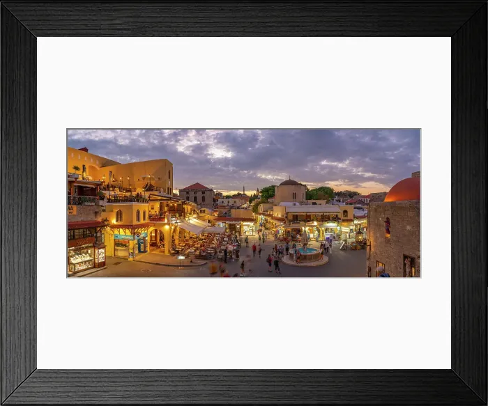 Framed Print : View of Hippocrates Square at dusk, Old Rhodes Town, UNESCO World Heritage Site, Rhodes, Dodecanese, Greek Islands, Greece, Europe Framed Print : View of Hippocrates Square at dusk, Old Rhodes Town, UNESCO World Heritage Site, Rhodes, Dodecanese, Greek Islands, Greece, Europe