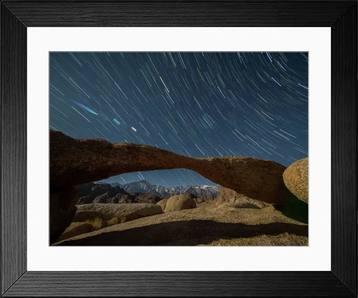 Framed Print : A naturally formed arch at night in the Alabama Hills National Scenic Area, Eastern Sierra Nevadas, California, United States of America, North America