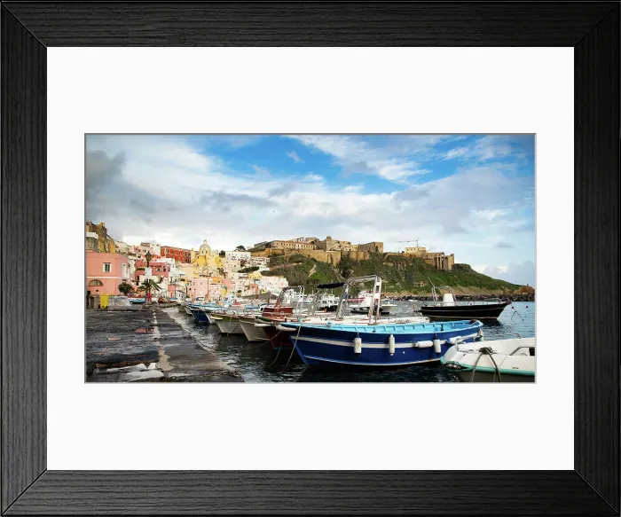 Framed Print : Beautiful Italian island of Procida, famous for its colorful marina, tiny narrow streets and many beaches, Procida, Flegrean Islands, Campania, Italy, Europe Framed Print : Beautiful Italian island of Procida, famous for its colorful marina, tiny narrow streets and many beaches, Procida, Flegrean Islands, Campania, Italy, Europe
