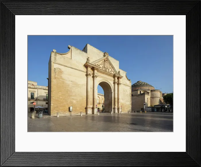 Framed Print : Porta Napoli and the Santa Maria di Porta church in afternoon sunlight, Lecce, Puglia, Italy, Europe Framed Print : Porta Napoli and the Santa Maria di Porta church in afternoon sunlight, Lecce, Puglia, Italy, Europe