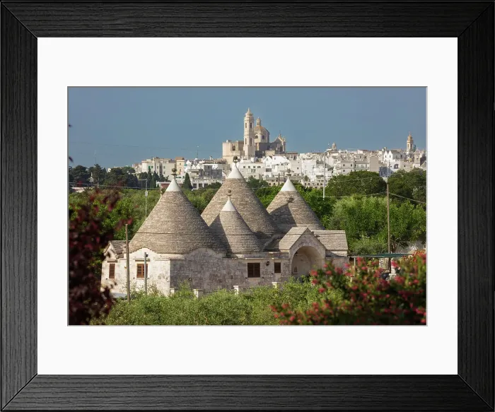 Framed Print : Locorotondo town and Chiesetta Rettoria Maria SS Annunziata church on hilltop with trulli house below in the Valle d'Itria, Locorotondo, Puglia, Italy, Europe Framed Print : Locorotondo town and Chiesetta Rettoria Maria SS Annunziata church on hilltop with trulli house below in the Valle d'Itria, Locorotondo, Puglia, Italy, Europe