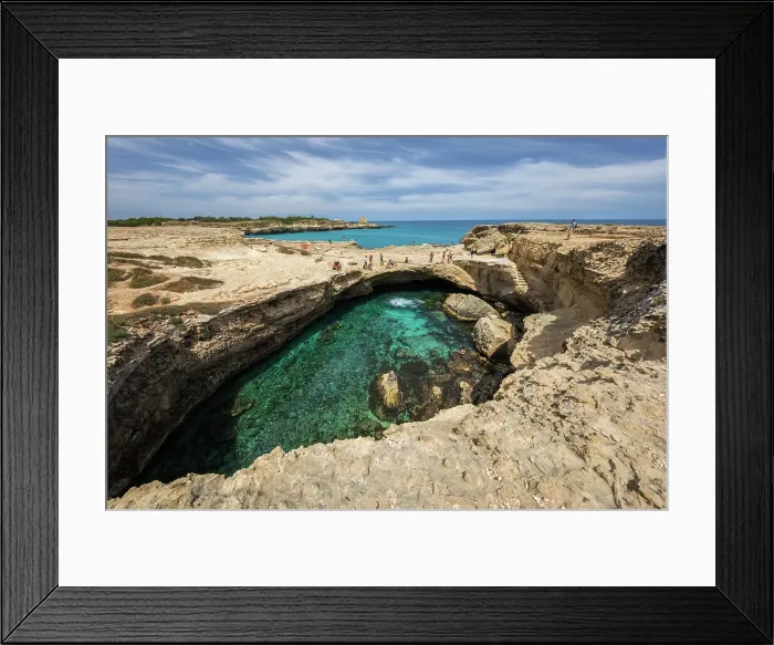 Framed Print : Grotta della Poesia (Poetry Cave) natural pool among karsk formations, Roca archaeological site, near Melendugno, Puglia, Italy, Europe Framed Print : Grotta della Poesia (Poetry Cave) natural pool among karsk formations, Roca archaeological site, near Melendugno, Puglia, Italy, Europe