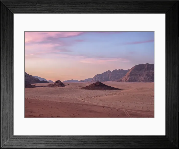 Framed Print : Wadi Rum plain before sunrise with soft pastel colors, UNESCO World Heritage Site, Jordan, Middle East Framed Print : Wadi Rum plain before sunrise with soft pastel colors, UNESCO World Heritage Site, Jordan, Middle East