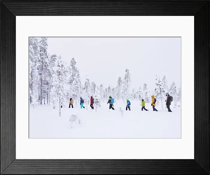 Framed Print : Tourists enjoying walking in the snowy forest, Iso Syote, Northern Ostrobothnia, Lapland, Finland, Europe Framed Print : Tourists enjoying walking in the snowy forest, Iso Syote, Northern Ostrobothnia, Lapland, Finland, Europe