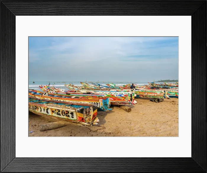 Framed Print : Colourful fishing boats, Cap Skirring, Casamance, Senegal, West Africa, Africa Framed Print : Colourful fishing boats, Cap Skirring, Casamance, Senegal, West Africa, Africa