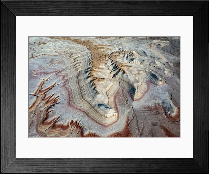 Framed Print : Multicoloured layers of sandstone, Kyzylkup, Mangystau, Kazakhstan, Central Asia, Asia
