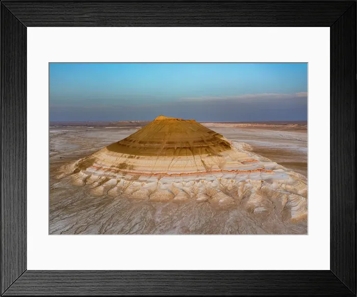 Framed Print : Multi coloured mountain at sunset, Kyzylkup, Mangystau, Kazakhstan, Central Asia, Asia