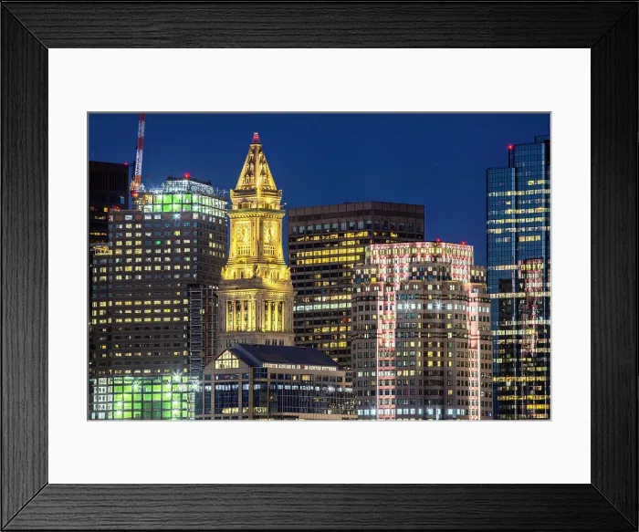 Framed Print : Boston Skyline in Lights, Boston, Massachusetts, New England, United States of America, North America Framed Print : Boston Skyline in Lights, Boston, Massachusetts, New England, United States of America, North America
