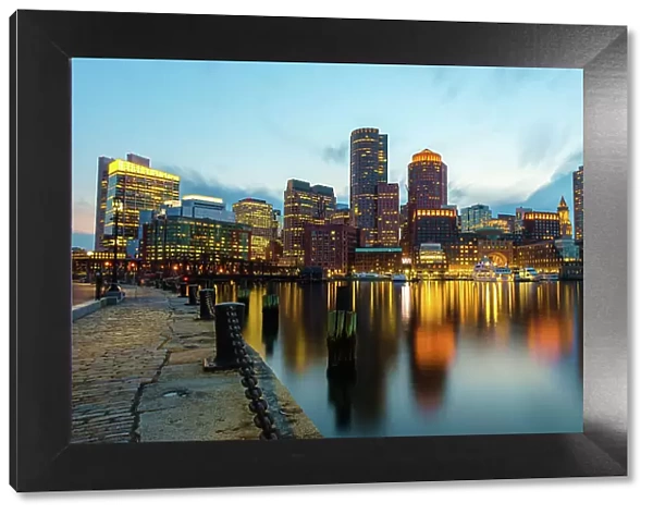 Boston Waterfront Reflection, Boston, Massachusetts, New England, United States of America, North America