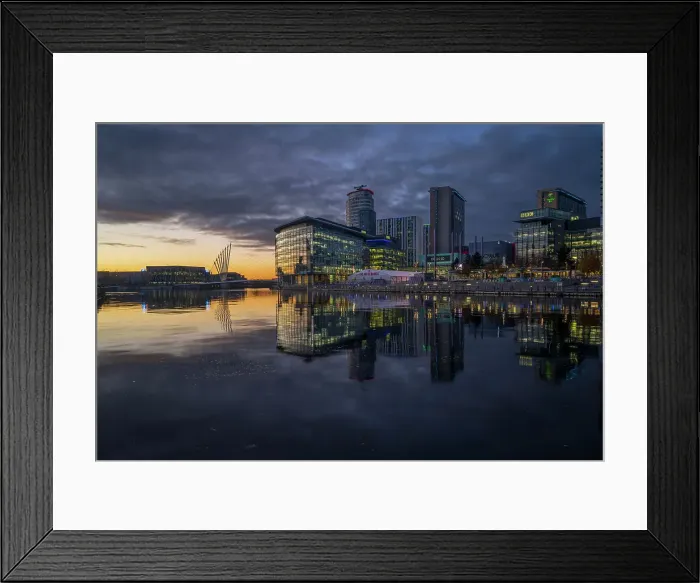 Framed Print : Media City UK at night, Salford Quays, Manchester, England, United Kingdom, Europe Framed Print : Media City UK at night, Salford Quays, Manchester, England, United Kingdom, Europe