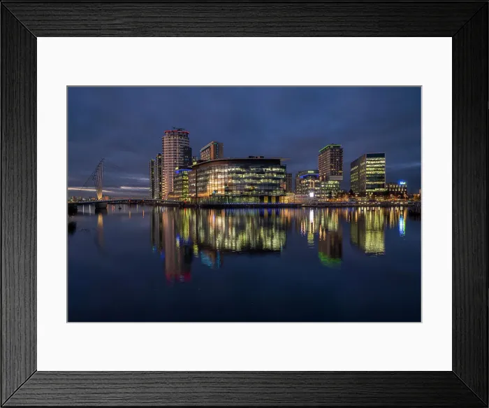 Framed Print : MediaCity at night, Salford Quays, Manchester, England, United Kingdom, Europe Framed Print : MediaCity at night, Salford Quays, Manchester, England, United Kingdom, Europe