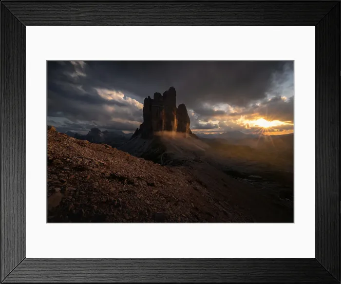 Framed Print : Tre Cime di Lavaredo during a summer sunset, Dolomites, Italy, Europe Framed Print : Tre Cime di Lavaredo during a summer sunset, Dolomites, Italy, Europe