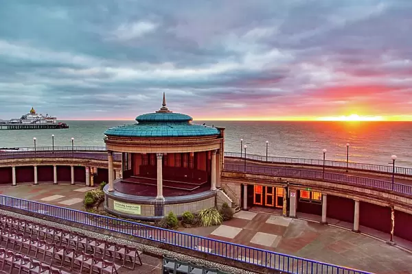 Eastbourne Bandstand and Pier at dawn, Eastbourne, East Sussex, England, United Kingdom, Europe