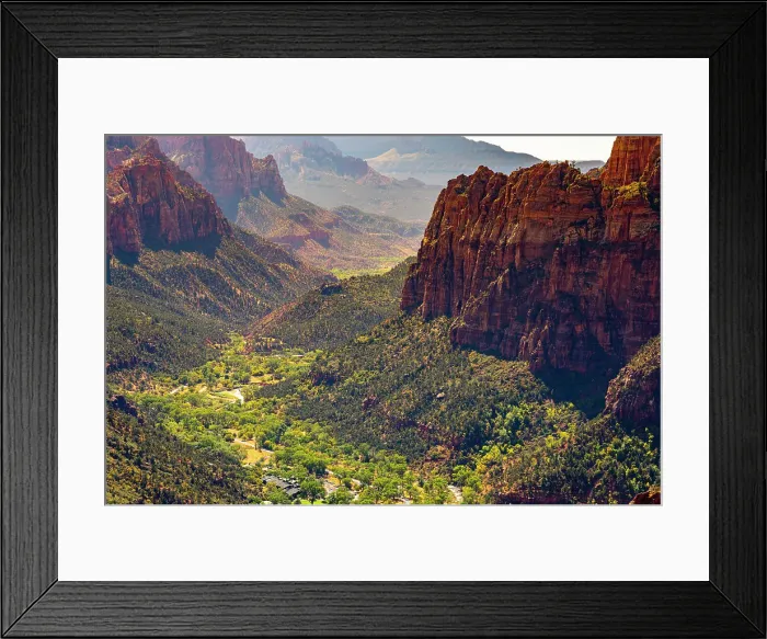 Framed Print : Zion Canyon taken from Angels Landing on sunny day, Zion National Park, Utah, United States of America, North America Framed Print : Zion Canyon taken from Angels Landing on sunny day, Zion National Park, Utah, United States of America, North America