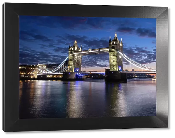 Tower Bridge and River Thames at daybreak, London, England, United Kingdom, Europe