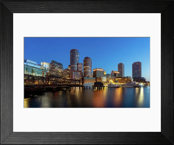 Framed Print : Boston Waterfront at dawn, Boston, Massachusetts, New England, United States of America, North America Framed Print : Boston Waterfront at dawn, Boston, Massachusetts, New England, United States of America, North America