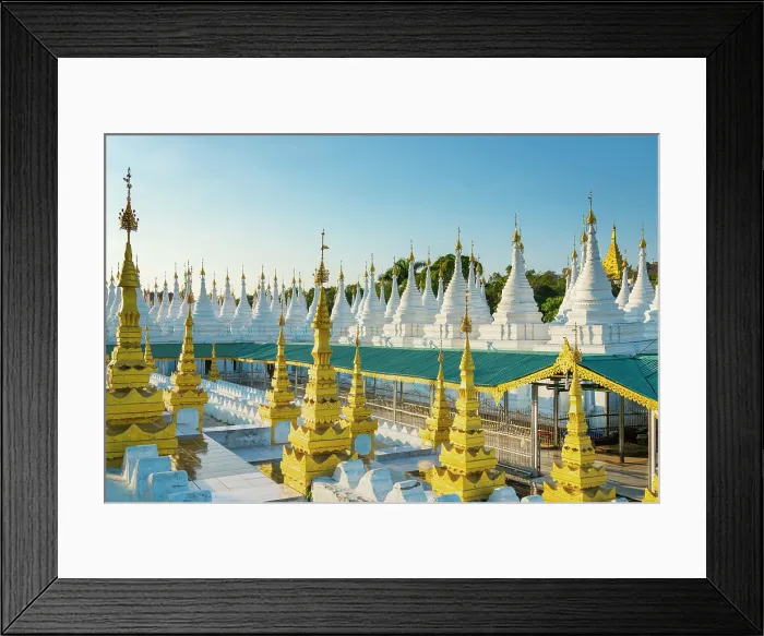 Framed Print : White pagodas at Sanda Muni pagoda, Mandalay, Myanmar (Burma), Asia Framed Print : White pagodas at Sanda Muni pagoda, Mandalay, Myanmar (Burma), Asia