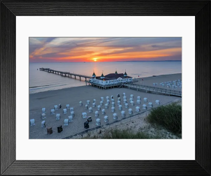 Framed Print : Pier and beach chairs on the beach of Ahlbeck, Usedom Island, Baltic Sea, Mecklenburg-Western Pomerania, Germany, Europe Framed Print : Pier and beach chairs on the beach of Ahlbeck, Usedom Island, Baltic Sea, Mecklenburg-Western Pomerania, Germany, Europe
