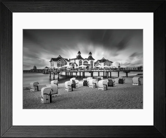 Framed Print : Pier and beach chairs on the beach of Sellin, Ruegen Island, Baltic Sea, Mecklenburg-Western Pomerania, Germany, Europe Framed Print : Pier and beach chairs on the beach of Sellin, Ruegen Island, Baltic Sea, Mecklenburg-Western Pomerania, Germany, Europe