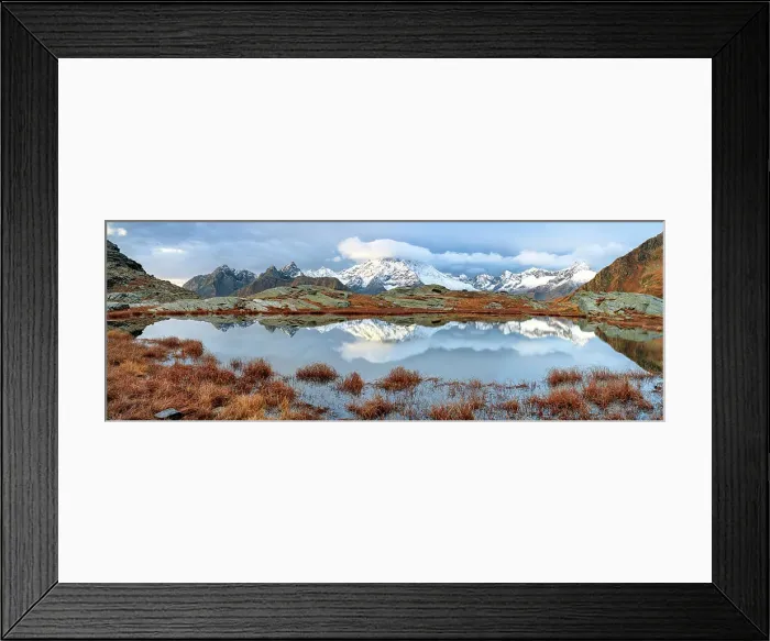Framed Print : Panoramic of Monte Disgrazia covered with snow in autumn, Alpe Fora, Valmalenco, Valtellina, Sondrio province, Lombardy, Italy, Europe Framed Print : Panoramic of Monte Disgrazia covered with snow in autumn, Alpe Fora, Valmalenco, Valtellina, Sondrio province, Lombardy, Italy, Europe