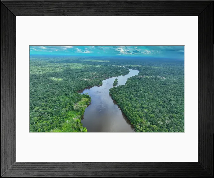 Framed Print : Aerial of the Suriname River at Pokigron, Suriname, South America Framed Print : Aerial of the Suriname River at Pokigron, Suriname, South America