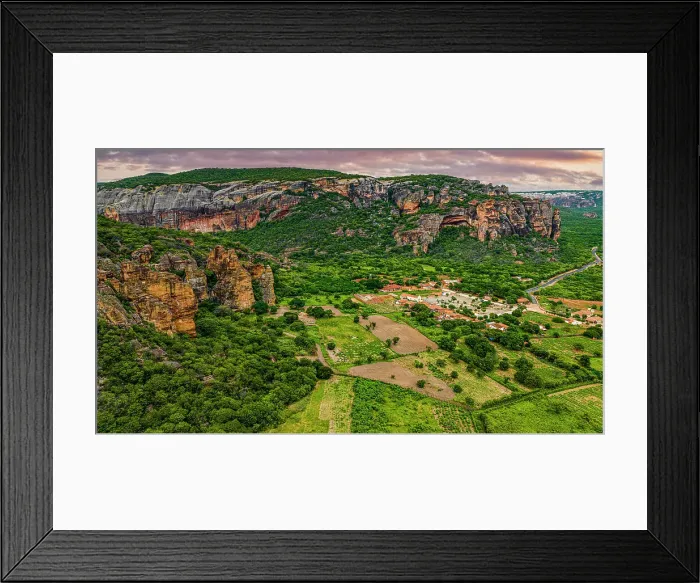 Framed Print : Aerial of the Sandstone cliffs in the Serra da Capivara National Park, UNESCO World Heritage Site, Piaui, Brazil, South America Framed Print : Aerial of the Sandstone cliffs in the Serra da Capivara National Park, UNESCO World Heritage Site, Piaui, Brazil, South America