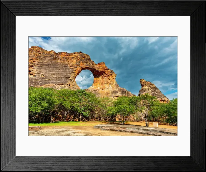 Framed Print : Stone arch at Pedra Furada, Serra da Capivara National Park, UNESCO World Heritage Site, Piaui, Brazil, South America Framed Print : Stone arch at Pedra Furada, Serra da Capivara National Park, UNESCO World Heritage Site, Piaui, Brazil, South America