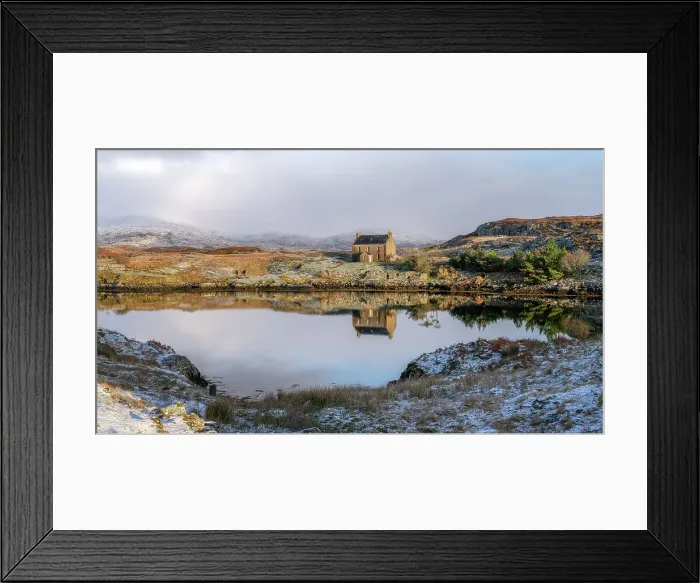 Framed Print : Abandoned house reflected in the loch on a winter's day, Isle of Harris, Outer Hebrides, Scotland, United Kingdom, Europe Framed Print : Abandoned house reflected in the loch on a winter's day, Isle of Harris, Outer Hebrides, Scotland, United Kingdom, Europe