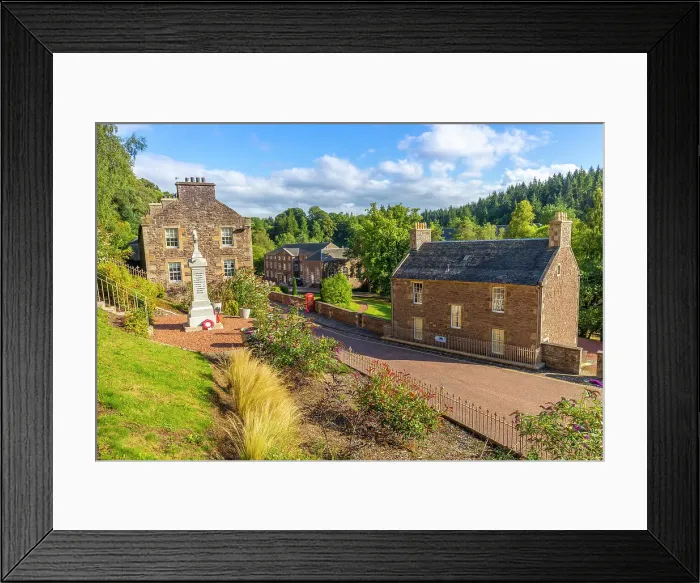 Framed Print : Robert Owen's house and War Memorial, New Lanark, UNESCO World Heritage Site, Lanarkshire, Scotland, United Kingdom, Europe Framed Print : Robert Owen's house and War Memorial, New Lanark, UNESCO World Heritage Site, Lanarkshire, Scotland, United Kingdom, Europe