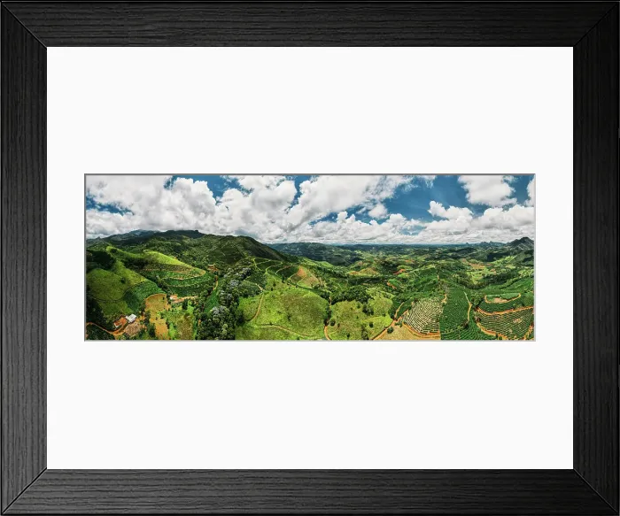 Framed Print : High perspective aerial view of hilly countryside of Minas Gerais, famous for its coffee production, Brazil, South America Framed Print : High perspective aerial view of hilly countryside of Minas Gerais, famous for its coffee production, Brazil, South America