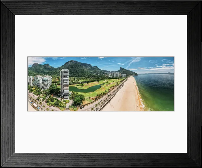 Framed Print : Aerial panoramic view of Gavea Beach in Sao Conrado, an upper-class neighbourhood in the west of Rio, Rio de Janeiro, Brazil, South America Framed Print : Aerial panoramic view of Gavea Beach in Sao Conrado, an upper-class neighbourhood in the west of Rio, Rio de Janeiro, Brazil, South America