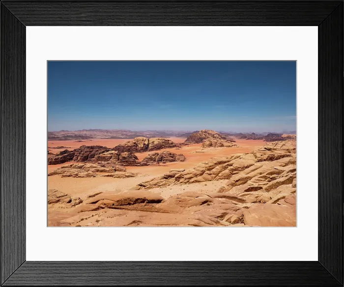 Framed Print : Red sand and rocks in the Wadi Rum desert, Jordan, Middle East Framed Print : Red sand and rocks in the Wadi Rum desert, Jordan, Middle East