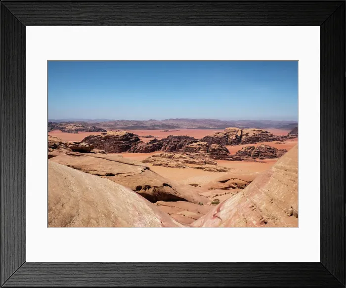 Framed Print : Red sand and rocks in the Wadi Rum desert, Jordan, Middle East Framed Print : Red sand and rocks in the Wadi Rum desert, Jordan, Middle East