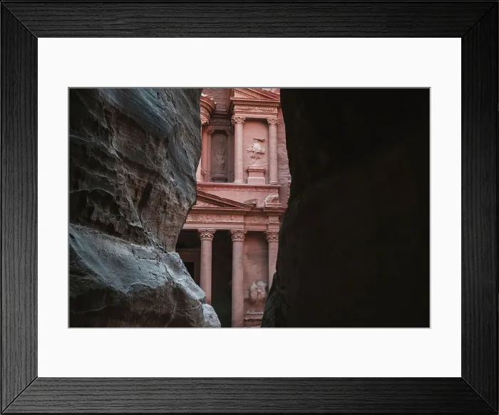Framed Print : Petra Treasury (El Khazneh) partially hidden, reveals itself at the end of the Siq canyon, Petra, UNESCO World Heritage Site, Jordan, Middle East Framed Print : Petra Treasury (El Khazneh) partially hidden, reveals itself at the end of the Siq canyon, Petra, UNESCO World Heritage Site, Jordan, Middle East