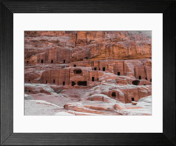 Framed Print : Caves carved in the stone of the mountain inside, Petra, UNESCO World Heritage Site, Jordan, Middle East Framed Print : Caves carved in the stone of the mountain inside, Petra, UNESCO World Heritage Site, Jordan, Middle East