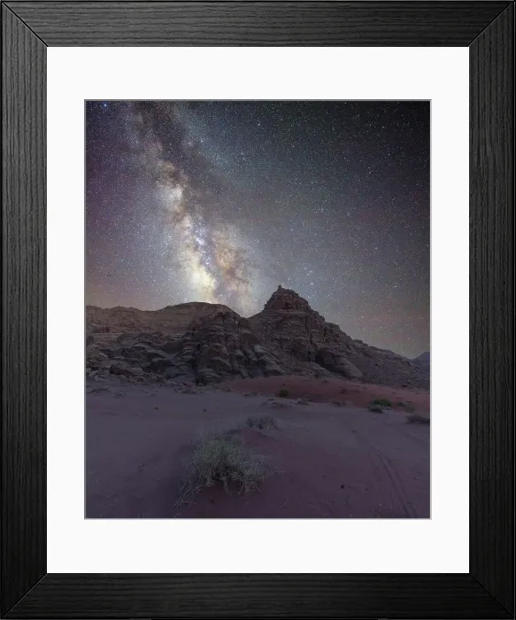 Framed Print : Milky Way core rising over a peak in the Wadi Rum desert, Jordan, Middle East Framed Print : Milky Way core rising over a peak in the Wadi Rum desert, Jordan, Middle East