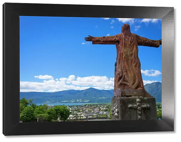 Wooden statue of Christ, Mirador El Cristo, Pucon, Chile, South America