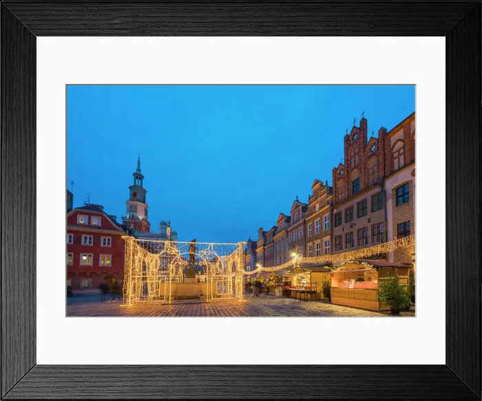 Framed Print : Christmas markets at Old Market Square, Poznan, Poland, Europe