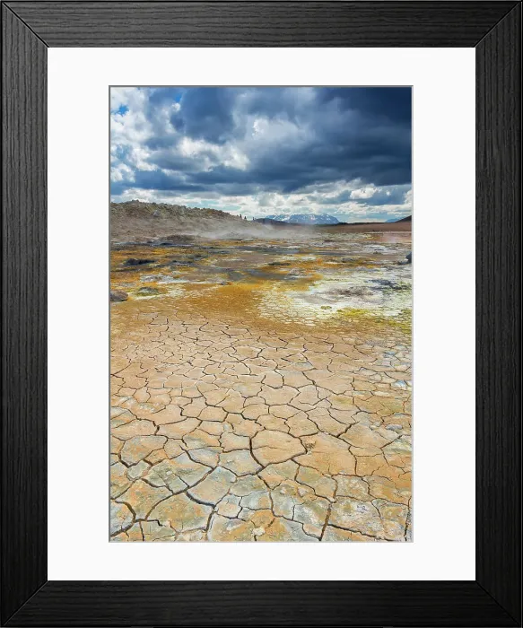 Framed Print : Geothermal area and mud cracks, Namafjall Hverir, Iceland, Polar Regions Framed Print : Geothermal area and mud cracks, Namafjall Hverir, Iceland, Polar Regions
