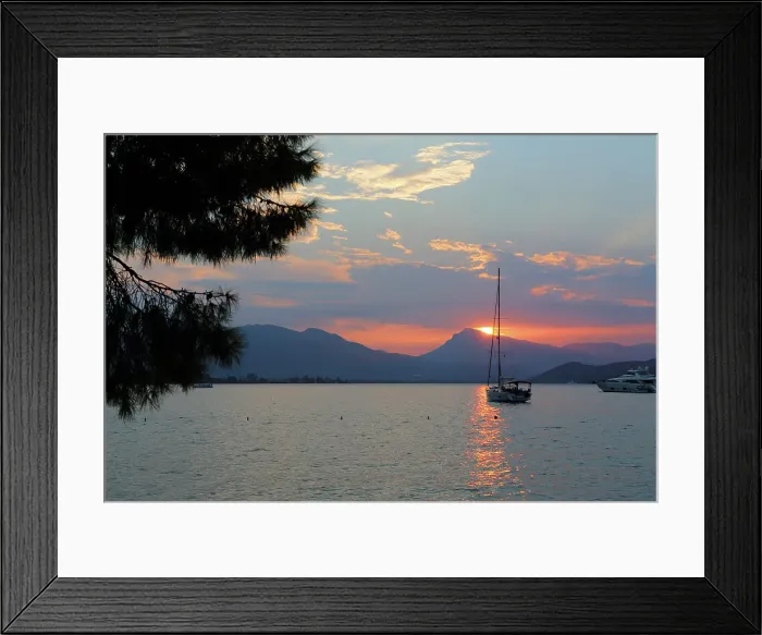 Framed Print : Poros Island sunset, Saronic Gulf, Greek Islands, Greece, Europe Framed Print : Poros Island sunset, Saronic Gulf, Greek Islands, Greece, Europe