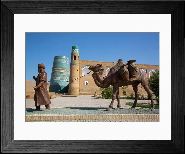 Framed Print : Sculpture of Camel Train, Kalta Minaret in the background, Ichon Qala (Itchan Kala), UNESCO World Heritage Site, Khiva, Uzbekistan, Central Asia, Asia Framed Print : Sculpture of Camel Train, Kalta Minaret in the background, Ichon Qala (Itchan Kala), UNESCO World Heritage Site, Khiva, Uzbekistan, Central Asia, Asia