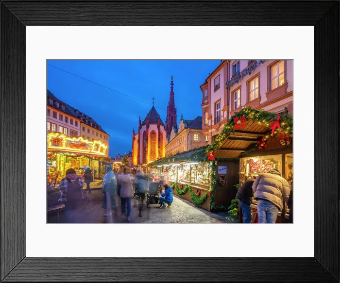 Framed Print : View of Christmas market and Maria Chappel in Oberer Markt at dusk, Wurzburg, Bavaria, Germany, Europe Framed Print : View of Christmas market and Maria Chappel in Oberer Markt at dusk, Wurzburg, Bavaria, Germany, Europe