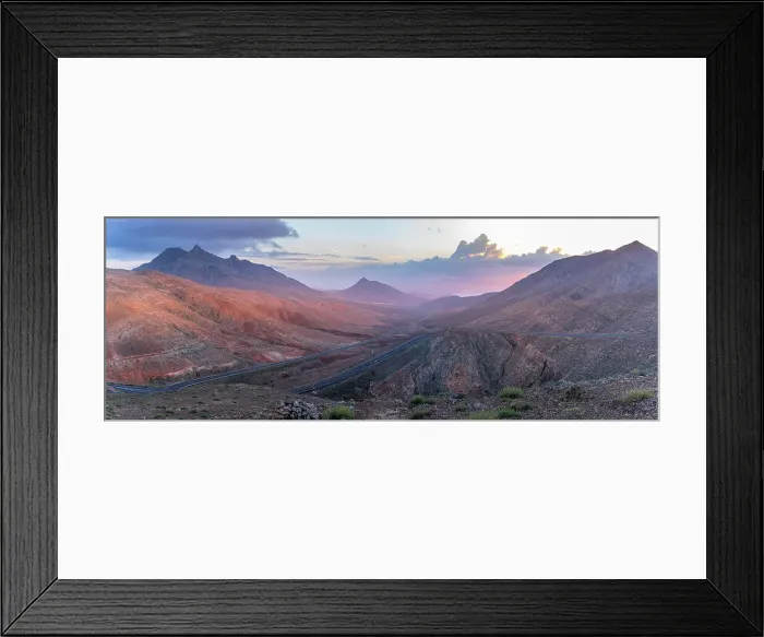 Framed Print : View of road and mountains from Astronomical Viewpoint Sicasumbre at sunset, Pajara, Fuerteventura, Canary Islands, Spain, Atlantic, Europe Framed Print : View of road and mountains from Astronomical Viewpoint Sicasumbre at sunset, Pajara, Fuerteventura, Canary Islands, Spain, Atlantic, Europe