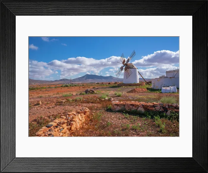 Framed Print : View of windmill in dramatic landscape near La Matilla, Fuerteventura, Canary Islands, Spain, Atlantic, Europe Framed Print : View of windmill in dramatic landscape near La Matilla, Fuerteventura, Canary Islands, Spain, Atlantic, Europe
