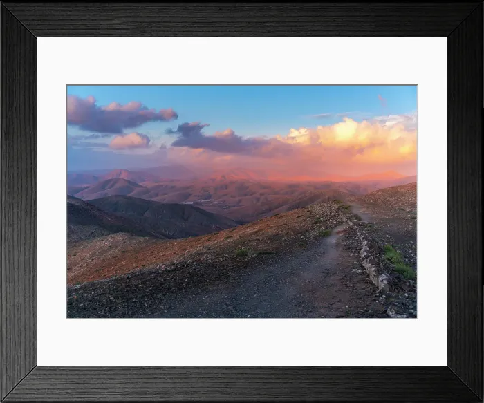Framed Print : View of landscape and mountains from Astronomical Viewpoint Sicasumbre at sunset, Pajara, Fuerteventura, Canary Islands, Spain, Atlantic, Europe Framed Print : View of landscape and mountains from Astronomical Viewpoint Sicasumbre at sunset, Pajara, Fuerteventura, Canary Islands, Spain, Atlantic, Europe