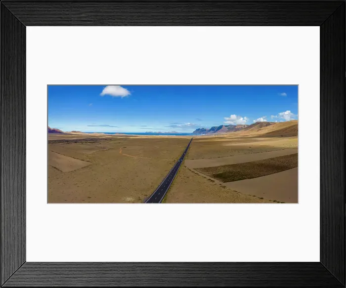 Framed Print : Aerial view of road to Caleta de Famara, Lanzarote, Las Palmas, Canary Islands, Spain, Atlantic, Europe Framed Print : Aerial view of road to Caleta de Famara, Lanzarote, Las Palmas, Canary Islands, Spain, Atlantic, Europe